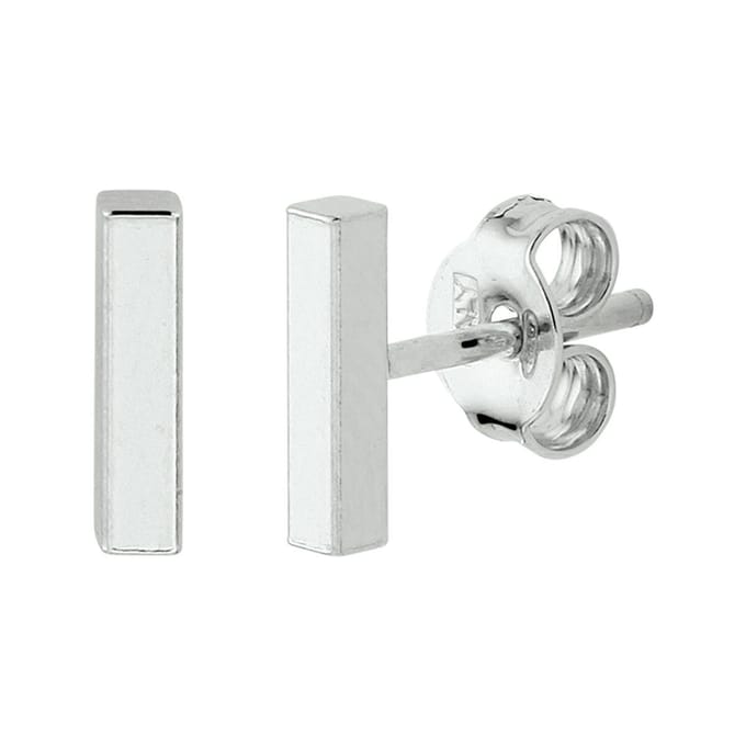 TFT Oorknoppen Balkje Zilver Gerhodineerd Glanzend 8 mm x 2 mm