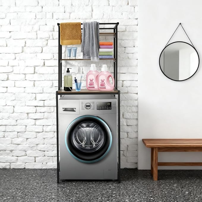 Ruimtebesparend Wasmachine Rek met 3 Planken en Draagvermogen van 10 kg