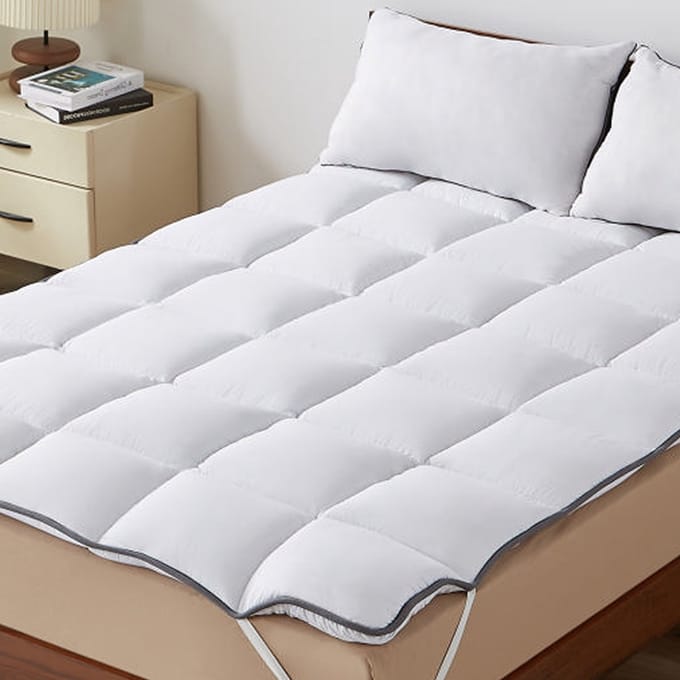 CASABEL Zachte Matras Topper 160 x 200 cm Ademende Microvezel met Witte Bies