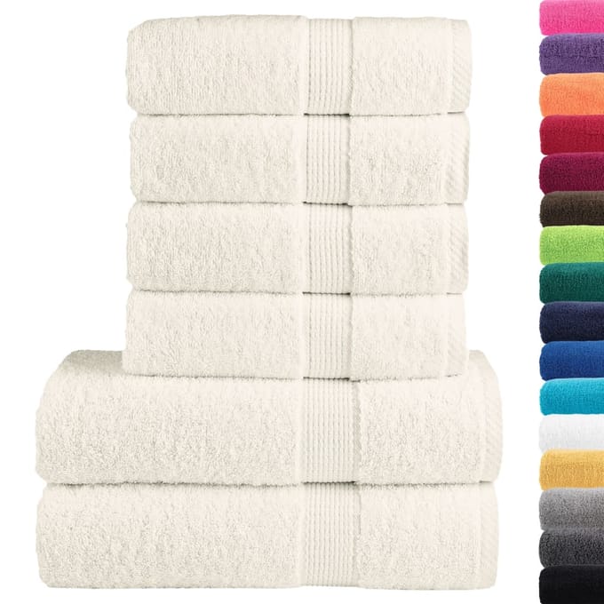 vidaXL - 6-delige - Handdoekenset - SOLUND - 600 - g/m² - crèmekleurig