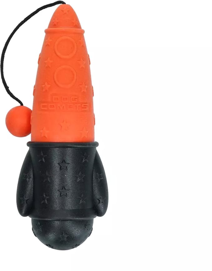 Dog Comets Hondenspeelgoed - Drijvend Apporteerspeelgoed met Koord - TPR Foam - Bobber Rocket - Oranje