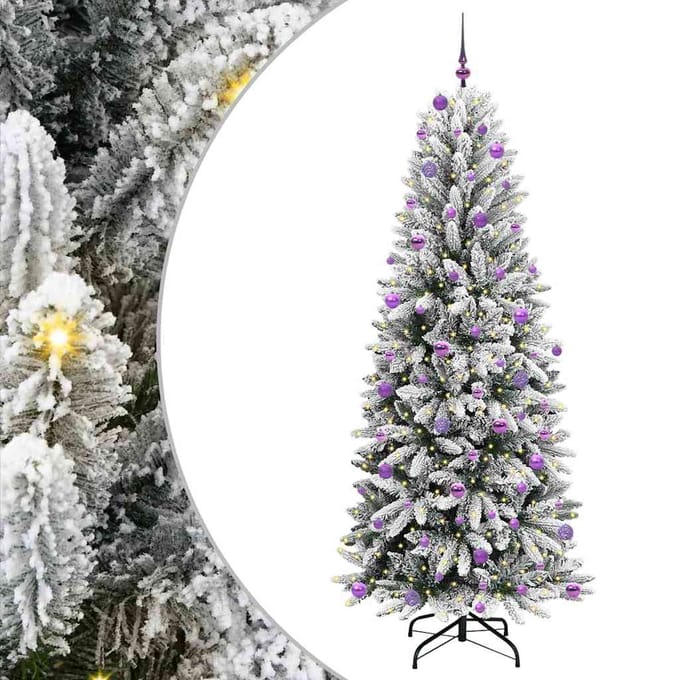 vidaXL - Kunstkerstboom - Wit - 240 - cm - PVC - en - plastic - en - staal - en - PE
