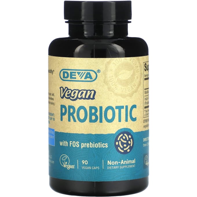 Deva, probiotique végan premium contenant du prébiotique FOS, 90 capsules véganes
