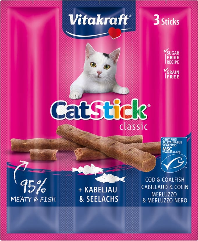Vitakraft Cat-Stick mini, kabeljauw & tonijn, prijs per 4 zakjes