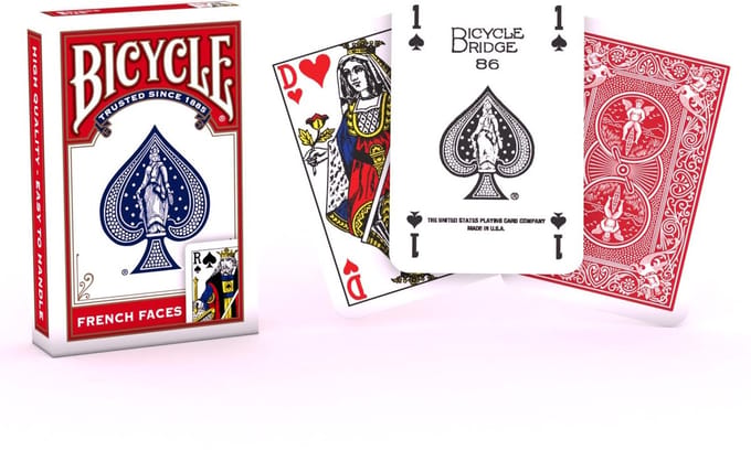 Bicycle® Bridge Size French Faces Rood - Klassieke Belgische Speelkaarten - Premium Kwaliteit