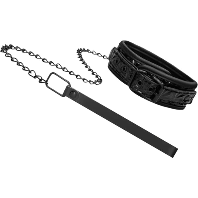 Ouch! Luxury Collar with Leash - Zwart