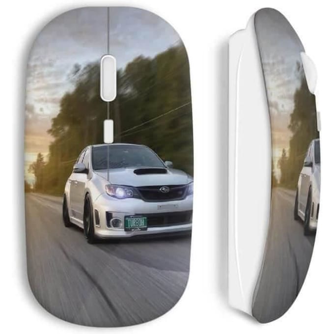 Souris sans fil - MANIACASE - Racing Turbo - Clé USB wifi incluse - Compatible Mac et PC - Blanc