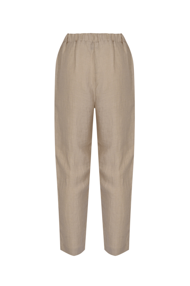 dames linnen broek beige