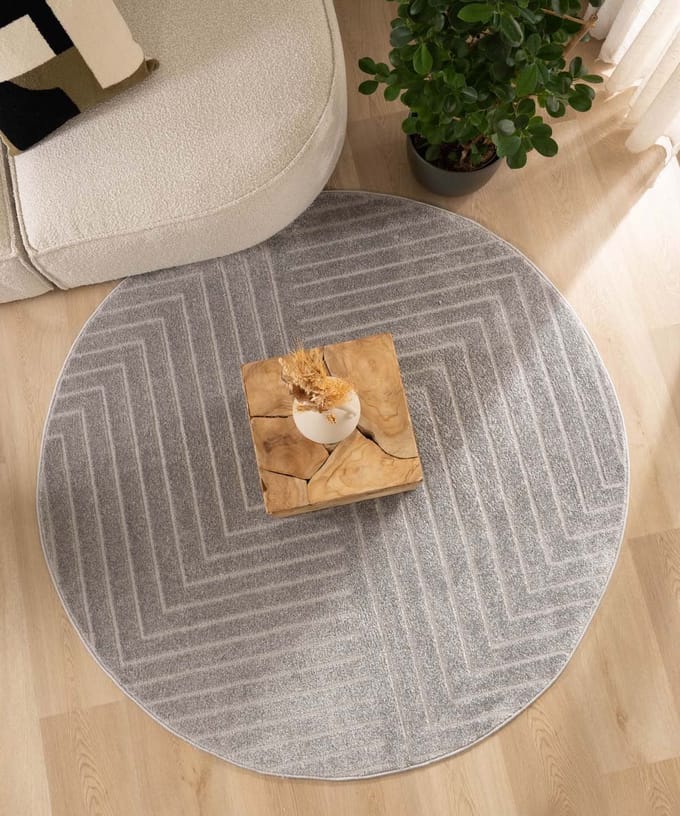 Scandinavisch vloerkleed rond - Contour Edge grijs 80