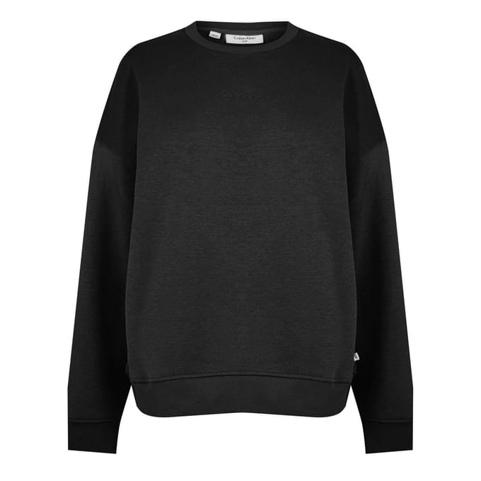 Calvin Klein Dames-sweatshirt met normale pasvorm en afhangende mouwen (Zwart)
