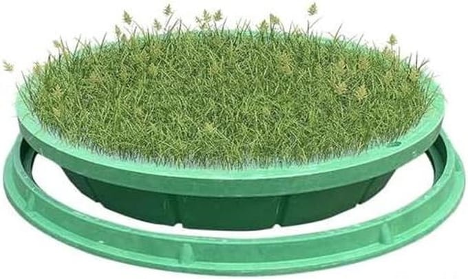 Verzonken Putdeksel - Afdekking Rioolput - Gazon Verfraaien - Onzichtbaar Design - Diameter 40cm - Groen
