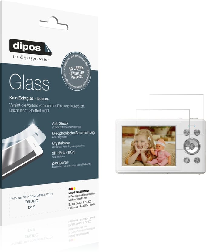 dipos – 2x Pantserfolie geschikt voor ORDRO D15 | 9H Screenprotector