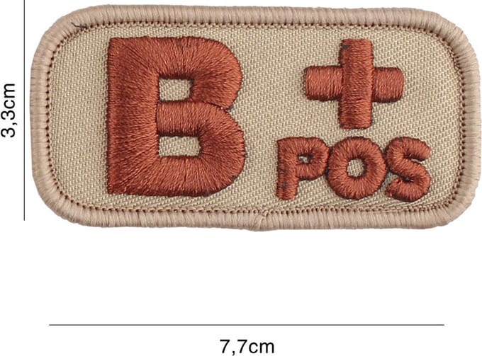 Embleem stof bloedgroep B+positief coyote