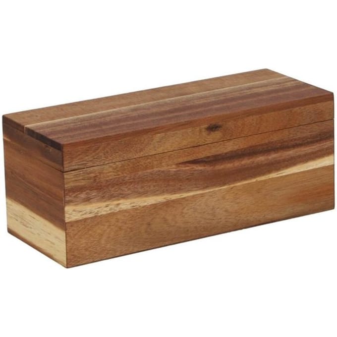 Daily Home theedoos hout 6 vakken bruin met scharnierdeksel.