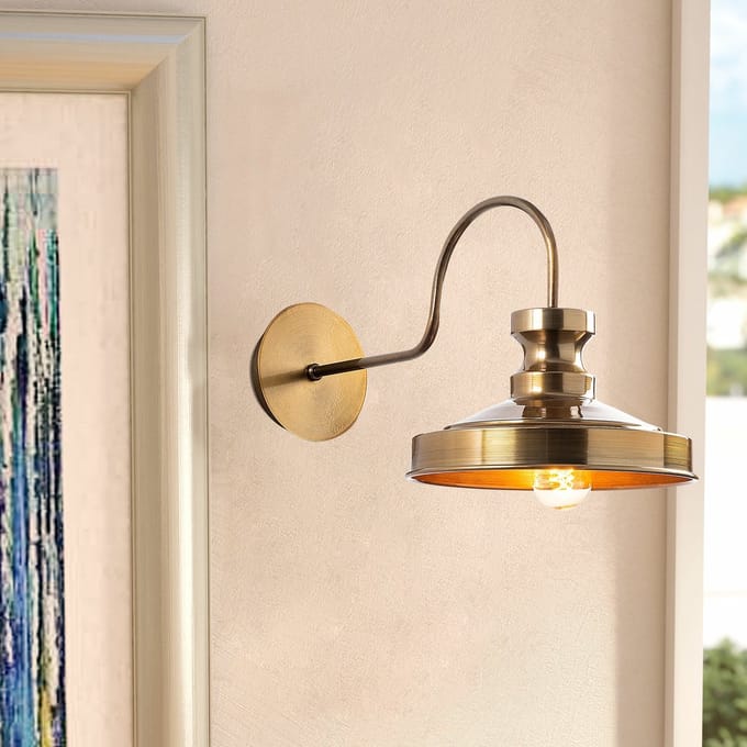 Asir - Wandlamp - Goud met metalen behuizing - 23 x 22 x 42 cm