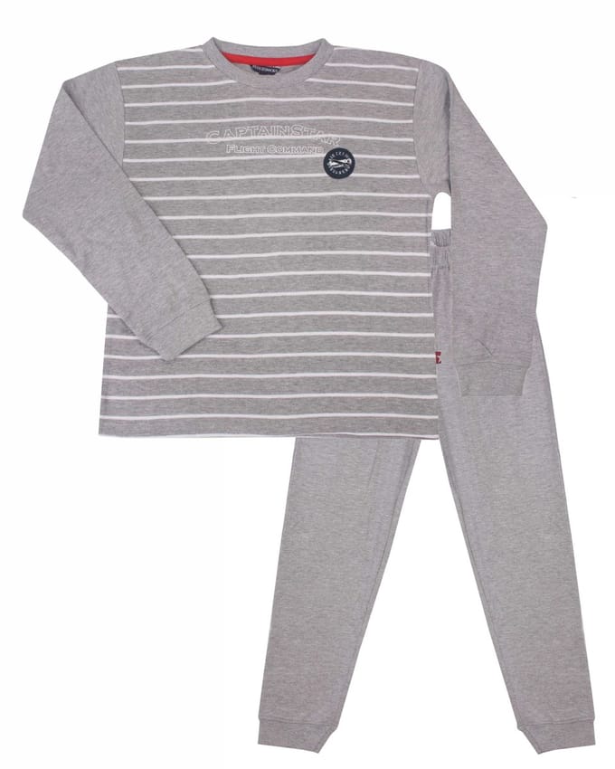 Blue Docks jongens pyjama - Grijs -Lange Mouwen -Maat 128