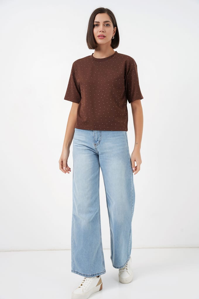 Steen Gemeleerde Crew Neck T-Shirt