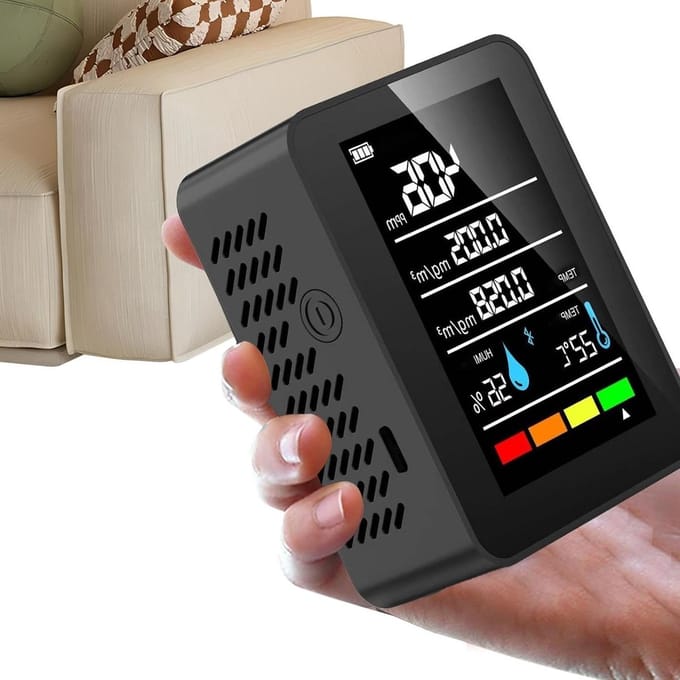 Luchtkwaliteitssensor - CO2 meter luchttester - Binnenlucht monitoren - Meet CO2 TVOC HCHO - 97 x 48 x 48 cm
