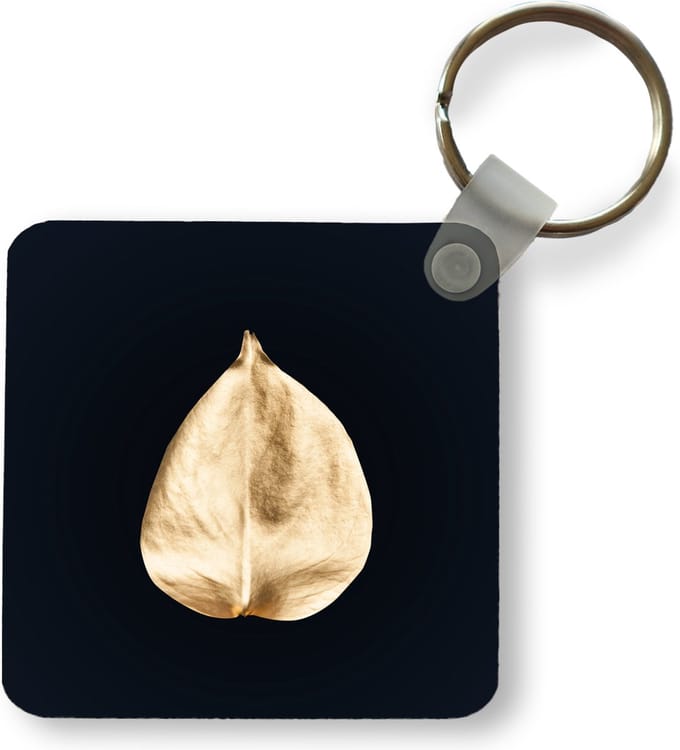 Sleutelhanger - Uitdeelcadeautjes - Bladeren - Black en gold - Zwart - Goud - Luxe - Plastic