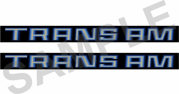 1970-1993 Pontiac Firebird doorhandle sticker blauw - opdruk: TRANSAM