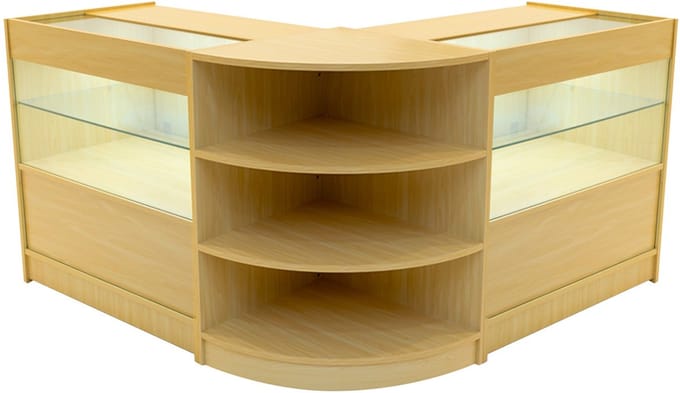 Andromeda led winkelbalieset - esdoorn - 3-delig - gebogen hoekbalie