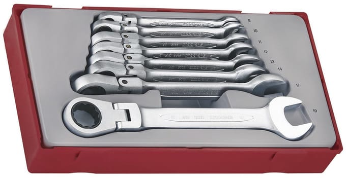 Set flex-gear sleutels TT1 tray 8-19mm 8 delig Teng Tools TT6508RF