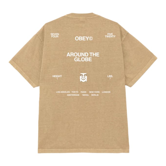 T-shirt Obey rond de wereld tee - pigment licht kaki