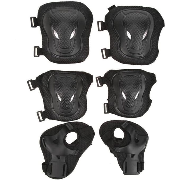 Dames Heren Elleboog Pols Kniebeschermers Beschermingsset Skate Roller Fiets black