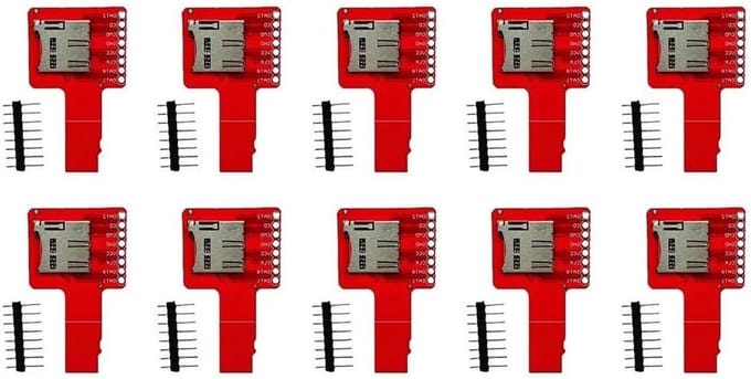 TF Kaart Adapter Board - SD Module Geheugenkaart Adapter - Data Opslag - SPI Interface Compatibel - 10 stuks - Rood