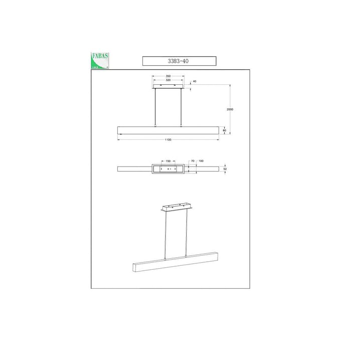 Fabas Luce Badia hanglamp, touchdimmer, eikenhout, lengte 110 cm