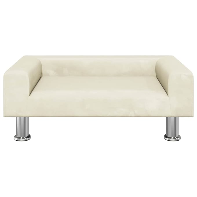 vidaXL - Kinderbank - 70x45x26,5 - cm - fluweel - crèmekleurig