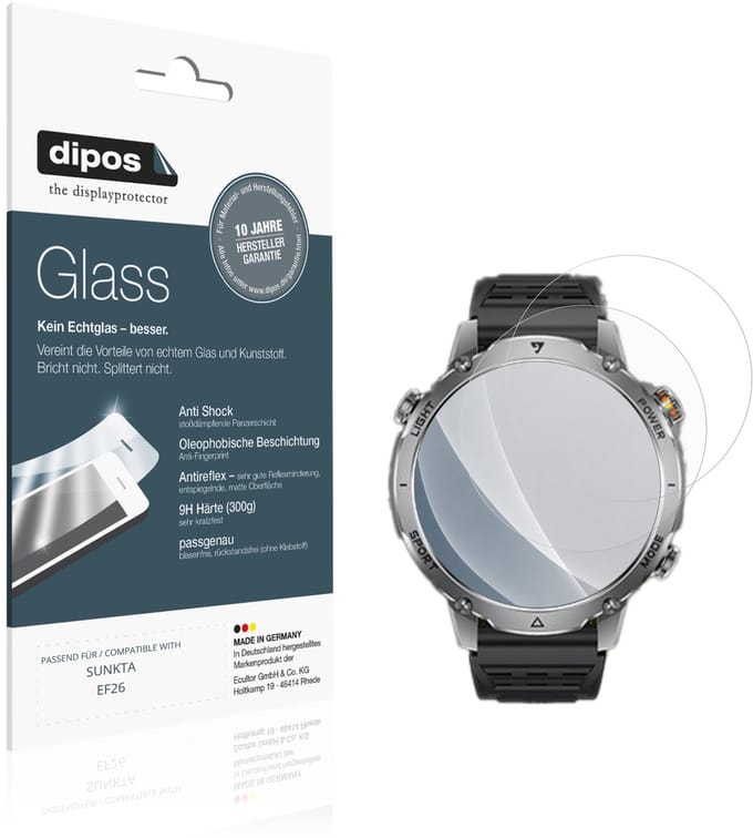 dipos – 2x Matte Pantserfolie geschikt voor SUNKTA EF26 | 9H Screenprotector