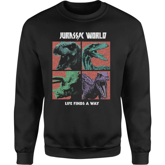 Jurassic Park World Four Colour Faces Sweatshirt - Zwart - L