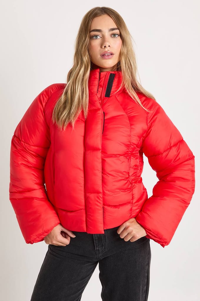 boohoo Dames Quilt Detail Puffer Jacket | Red | Maat: 10