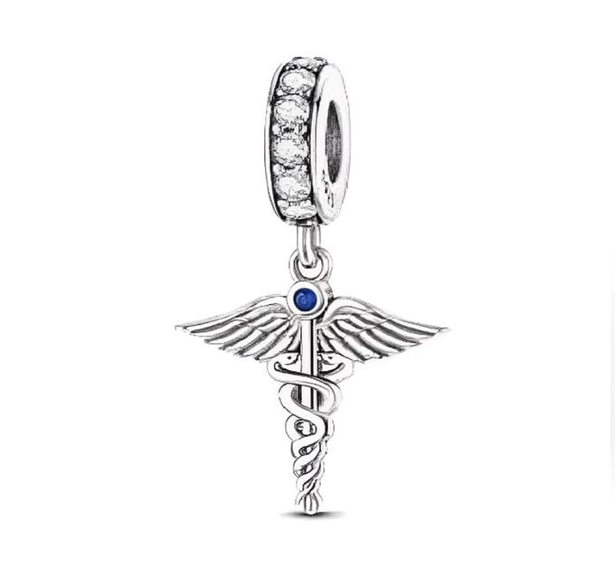 Zilveren Bedel Esculaap - Geneeskunde - Dokter - Bedelarmband - Romystones