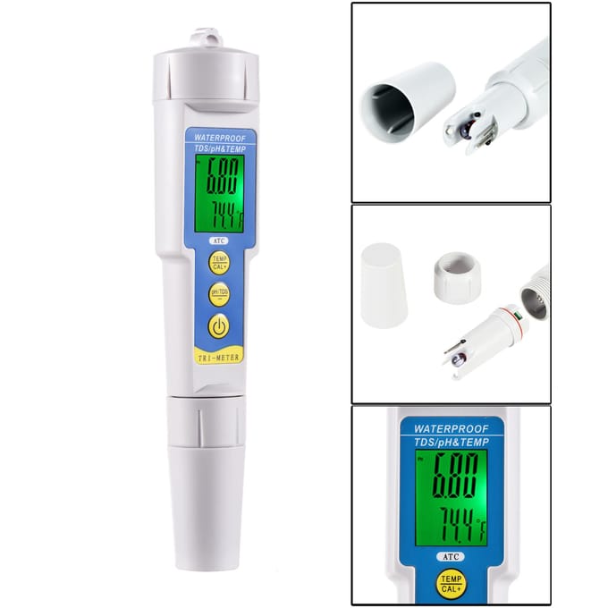 Mini Professionele 3-in-1 waterkwaliteitstester Multi-parameter waterkwaliteitsmonitor pH- en TDS-meter wit