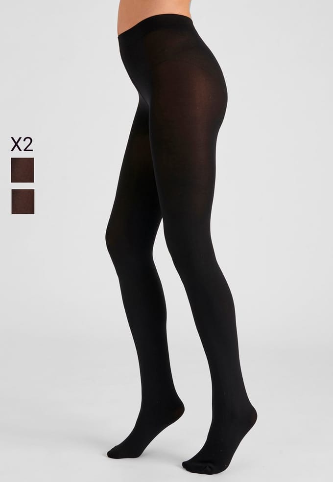 Damart - Set van 2 panty's Thermolactyl 100D - Dames - Zwart - XXL