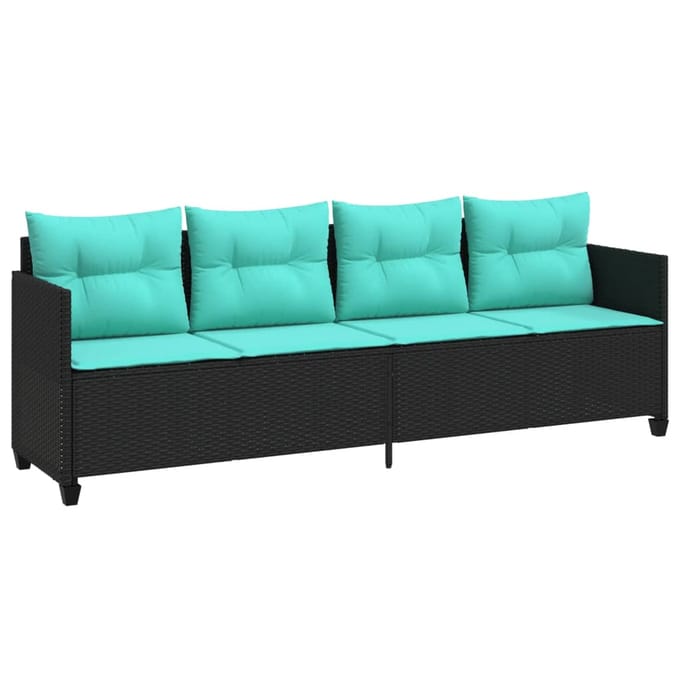 vidaXL - Ligbed - met - kussens - poly - rattan - zwart