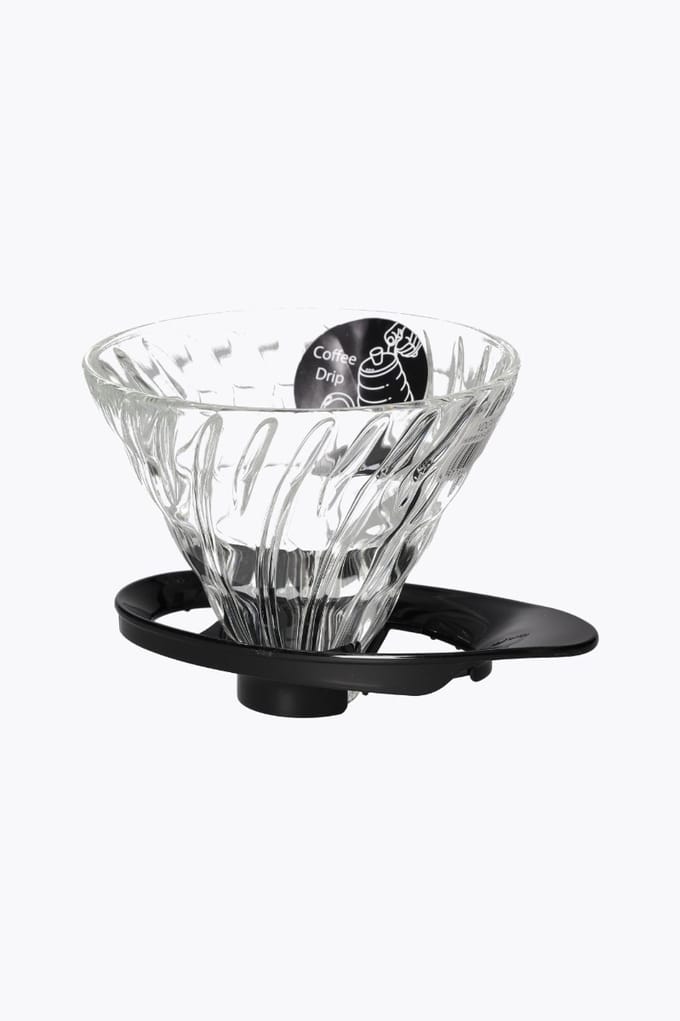Hario V60 Glass Dripper 02 Handfilter Zwart | VDGR-02-B | 20 mm opening voor optimale extractie en gelijkmatige doorloop voor de lekkerste koffie