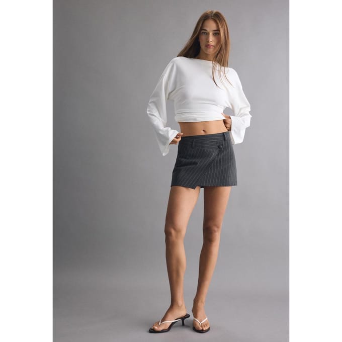 Stradivarius Mini overslag-broekrok  Donkergrijs XS