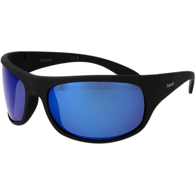 Polaroid wrap heren mat zwart blauw gepolariseerde zonnebril