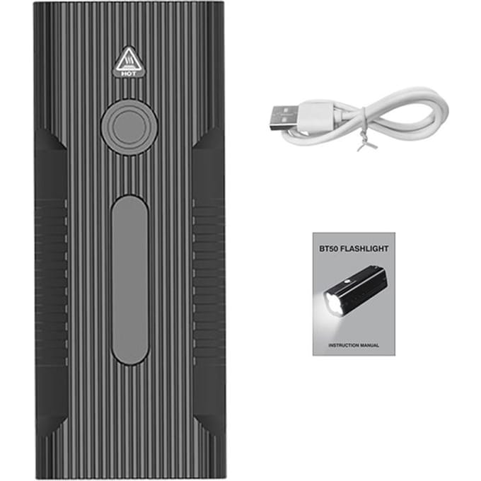Outdoor noodzaklamp, draagbaar fietslicht, USB oplaadbaar, krachtig licht, waterdicht zwart