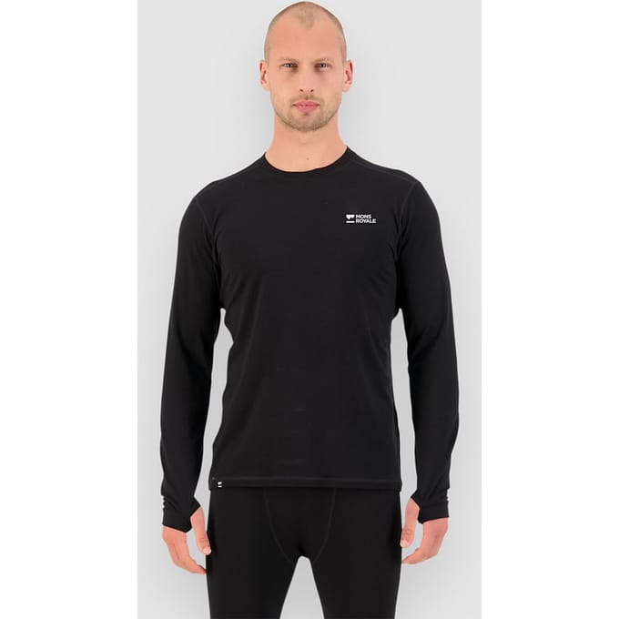 Mons Royale Cascade Merino Base Layer, thermoshirt, heren, zwart
