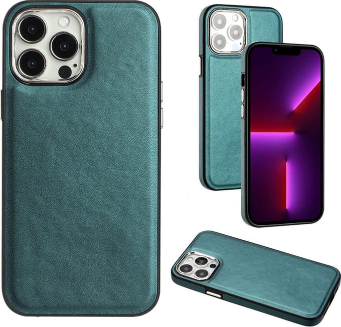 iPhone 13 PRO MAX Hoesje - Groen - Luxe Leren Back Case Cover - Shock Proof - Provium