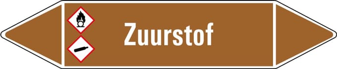Zuurstof leidingmarkering op vel 75 x 17 mm - 8 per vel