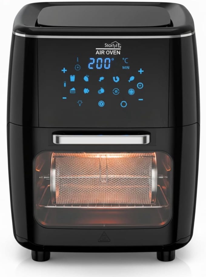 Heteluchtfriteuse - Airfryer Oven - Gezond Koken - 10 Programma's - 12 Liter Capaciteit - Zwart