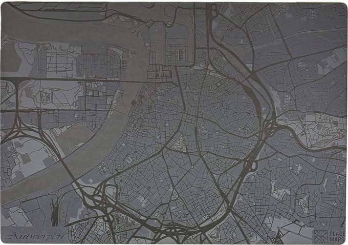 Place Maps Placemat Stadskaart Parijs - Kunstleer - Zwart - 1 Stuk
