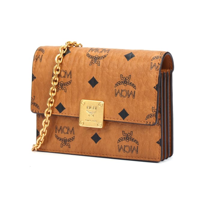 MCM Monogram Print Leren Portemonnee Crossbody Tas Dames tassen Cognac MYLFATA03CO001 Basic Set (Bag+Dust Bag) brown
