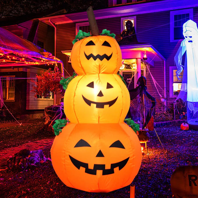 3.9FT Halloween Opblaasbare Pompoen Buitendecoraties LED's Opblaasbare 3 Opblaasbare US Plug oranje