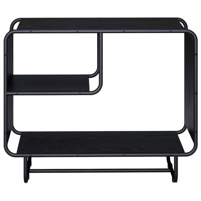 vidaXL - Dressoir - Zwart - eiken - 80 - x - 37,5 - x - 64,5 - cm - Bewerkt - hout
